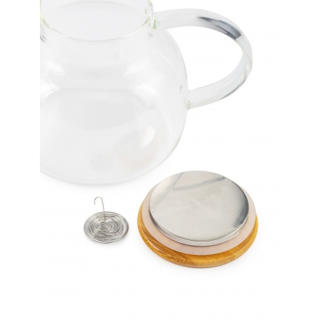 Чайник заварочный стеклянный 1000мл с бамбуковой крышкой ATTRIBUTE TEA ATT250 - фото 3