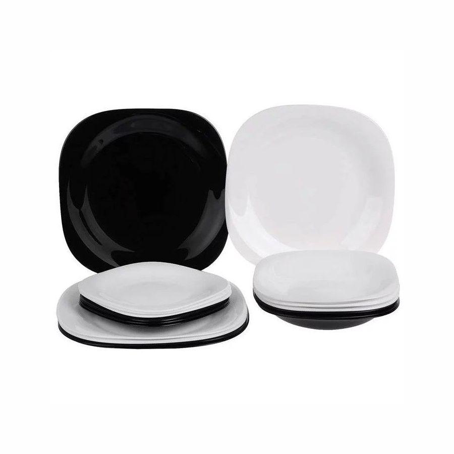 Столовый набор LUMINARC КАРИН 18 пр, стекло, черно-белый тарелка десертная цвет серый 21 см