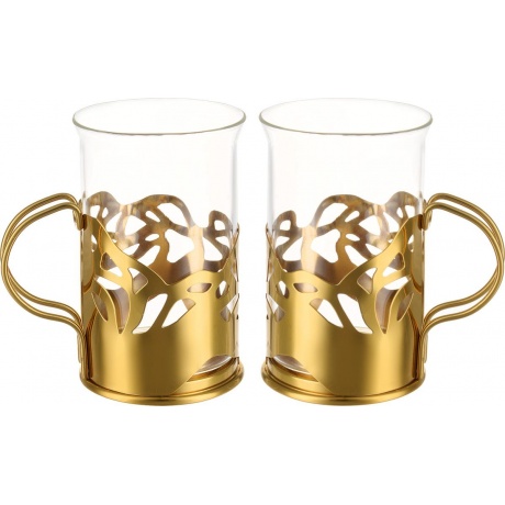 Набор стаканов 2 шт, в подстаканнике APOLLO genio Cite Gold 250мл - фото 1