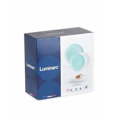 Столовый сервиз LUMINARC ЛАЙТ ТЮРКУАЗ&amp;УАЙТ 18 предметов, P5912 - фото 7