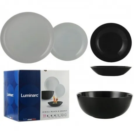 Набор столовый ДИВАЛИ БЛЭК ЭНД ГРАНИТ 19пр LUMINARC P4358