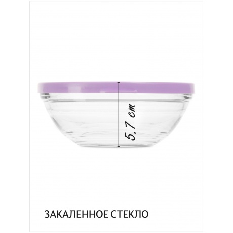 Салатник FRESHBOX 500мл 14см круглый с фиолетовой крышкой DURALEX 9122AM12A1111 - фото 7
