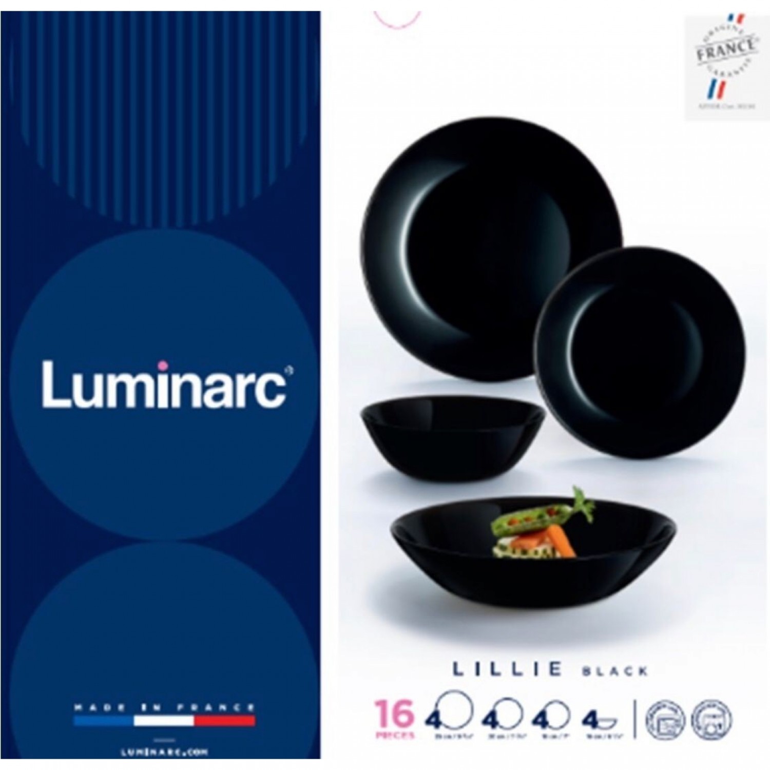 Столовый набор ЛИЛИ ЧЕРНЫЙ 16 предметов LUMINARC V0467 набор столовый luminarc лили лайт блю 4 16 стекло
