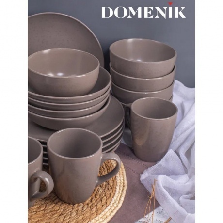 Тарелка суповая DROPS серо-коричневый 18.6см - фото 8