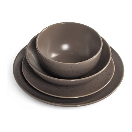 Тарелка суповая DROPS серо-коричневый 18.6см - фото 9