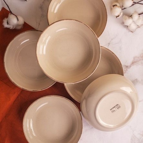 Тарелка суповая DAILY бежевый 18см - фото 9