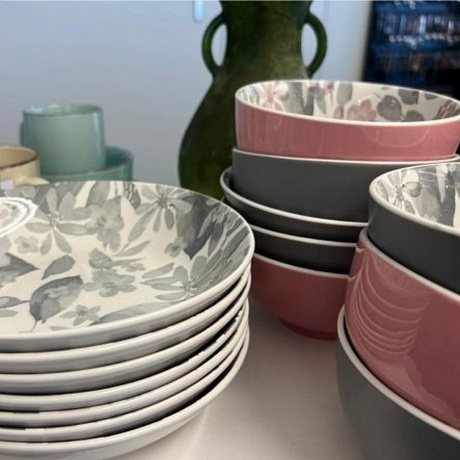 Тарелка суповая BLOOMING серая 20см - фото 8