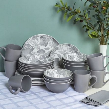 Тарелка суповая BLOOMING серая 20см - фото 9