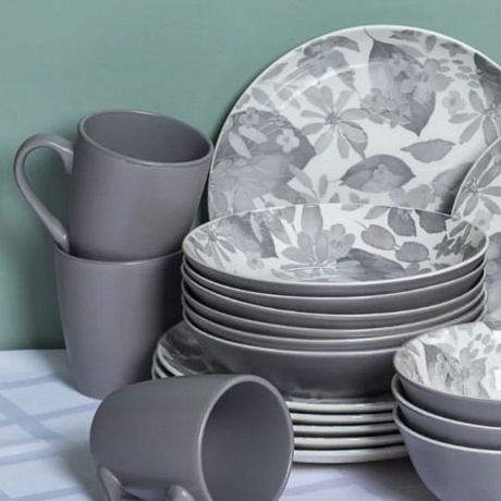 Тарелка суповая BLOOMING серая 20см - фото 10