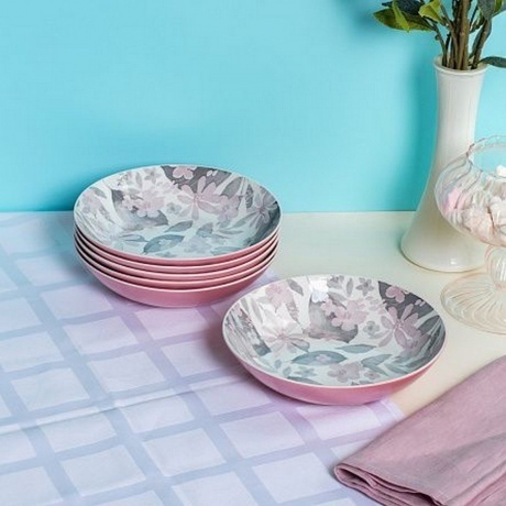 Тарелка суповая BLOOMING розовая 20см - фото 12