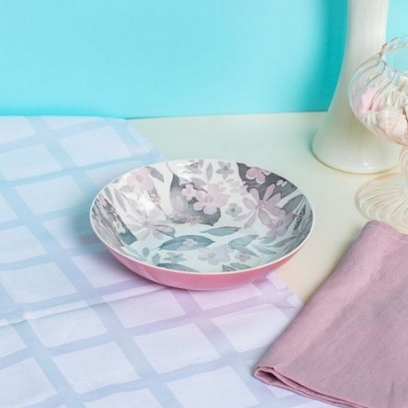 Тарелка суповая BLOOMING розовая 20см - фото 10