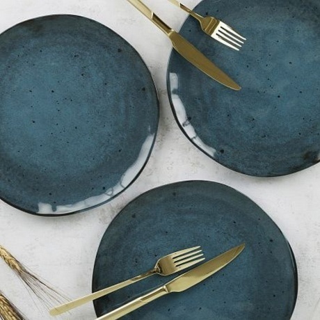 Тарелка обеденная STONE синий 26см - фото 4