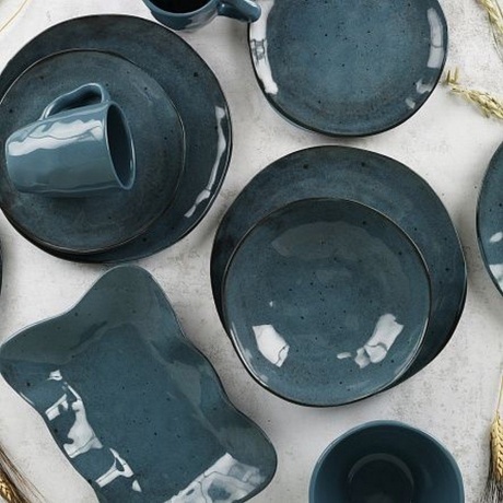 Тарелка обеденная STONE синий 26см - фото 8