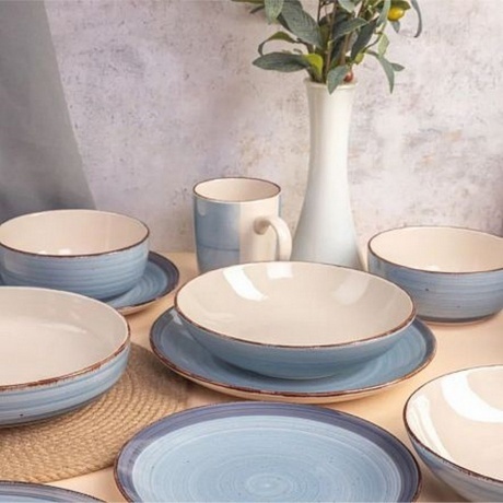 Тарелка обеденная MOOD дымчато-голубой 24.8см - фото 4