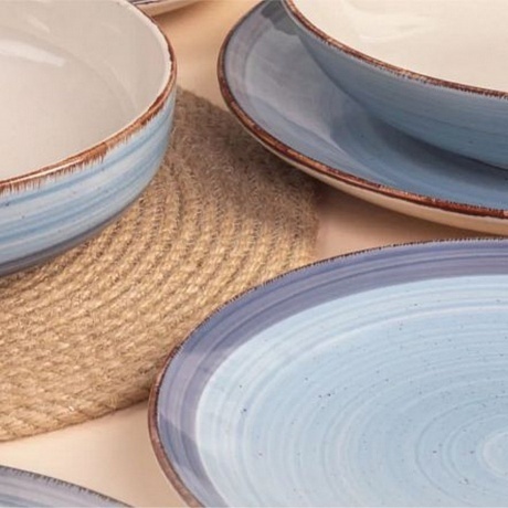 Тарелка обеденная MOOD дымчато-голубой 24.8см - фото 6