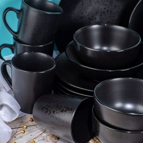 Тарелка обеденная DROPS черный 24.8см - фото 10