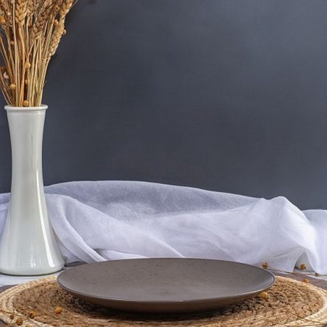 Тарелка обеденная DROPS серо-коричневый 24.8см - фото 11