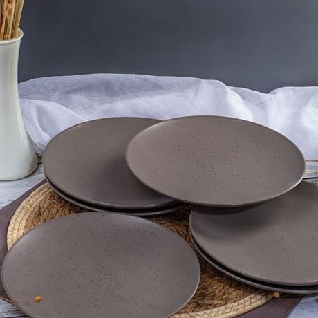 Тарелка обеденная DROPS серо-коричневый 24.8см - фото 12