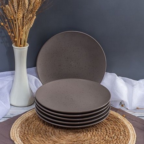 Тарелка обеденная DROPS серо-коричневый 24.8см - фото 13