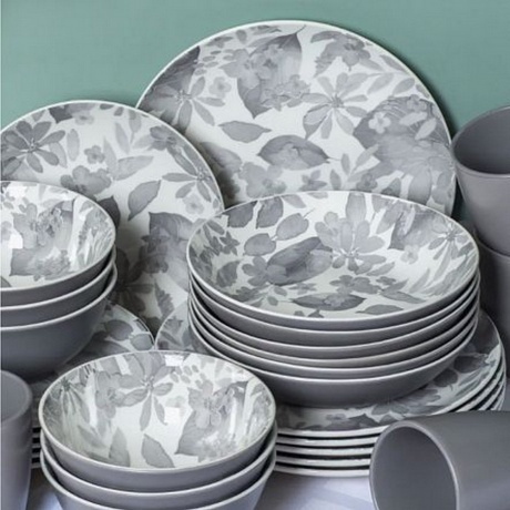 Тарелка обеденная BLOOMING серая 24см - фото 7