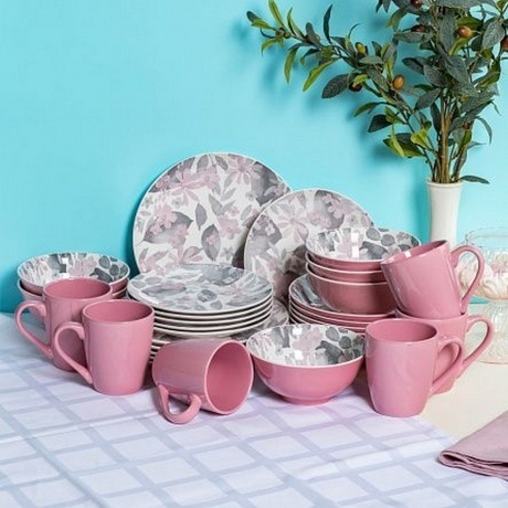 Тарелка обеденная BLOOMING розовая 24см - фото 7