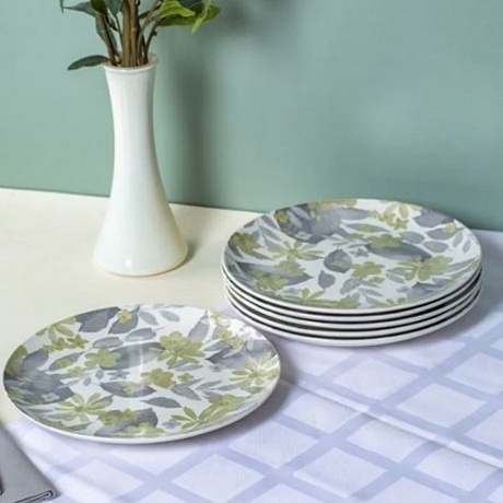 Тарелка обеденная BLOOMING зеленая 24см - фото 4
