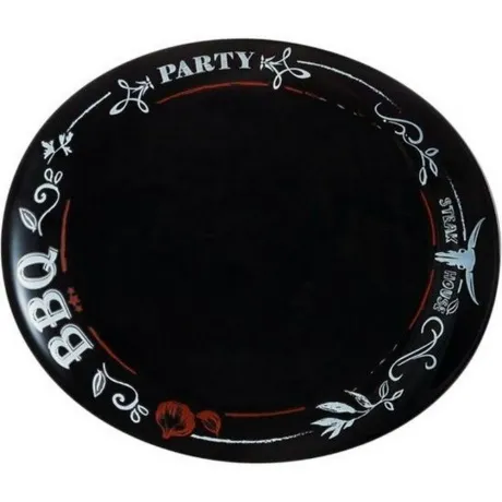 Тарелка для стейка ФРЕНДС ТАЙМ БЛЭК декорированная