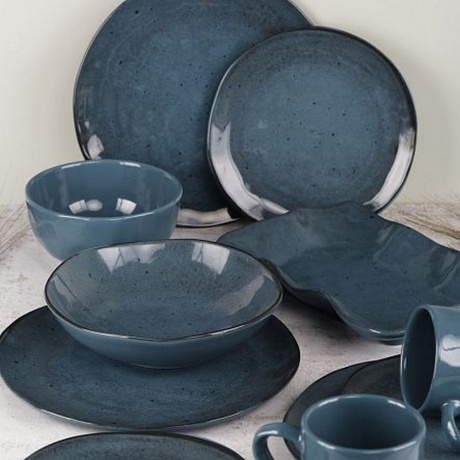 Тарелка десертная STONE синий 20см - фото 7