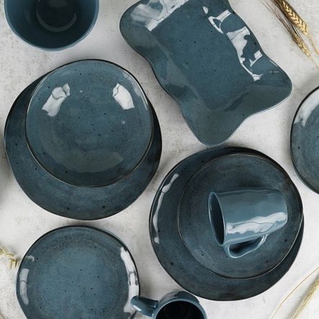 Тарелка десертная STONE синий 20см - фото 9