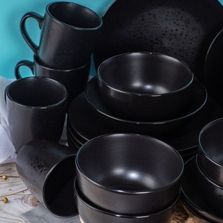 Тарелка десертная DROPS черный 20см - фото 11