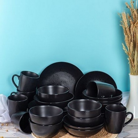 Тарелка десертная DROPS черный 20см - фото 12