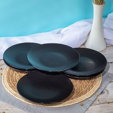 Тарелка десертная DROPS черный 20см - фото 7