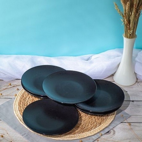 Тарелка десертная DROPS черный 20см - фото 8