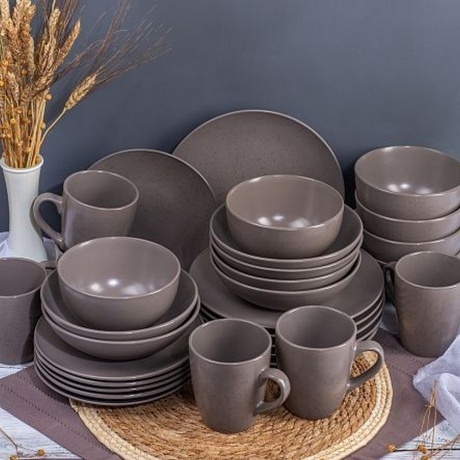 Тарелка десертная DROPS серо-коричневый 20см - фото 6