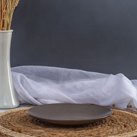 Тарелка десертная DROPS серо-коричневый 20см - фото 7