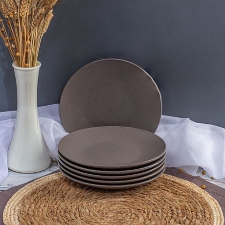 Тарелка десертная DROPS серо-коричневый 20см - фото 9