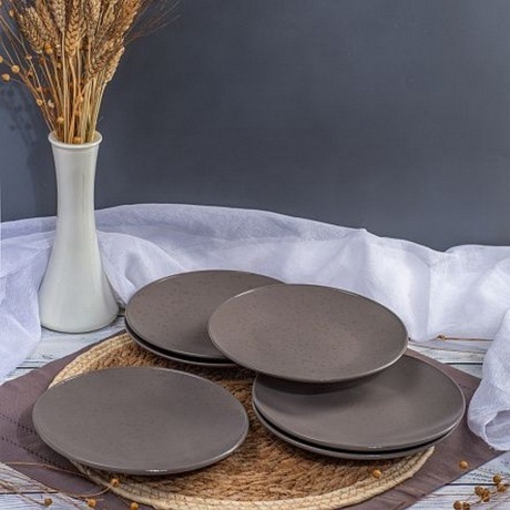 Тарелка десертная DROPS серо-коричневый 20см - фото 10