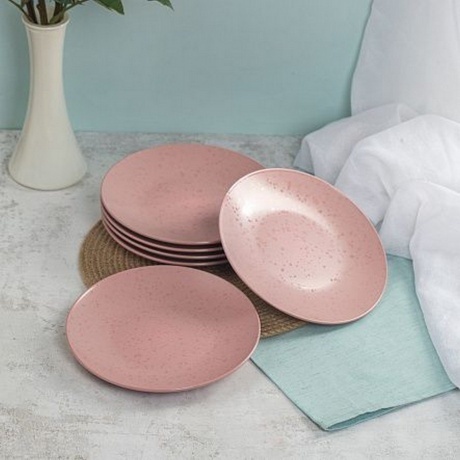 Тарелка десертная DROPS розовый 20см - фото 11