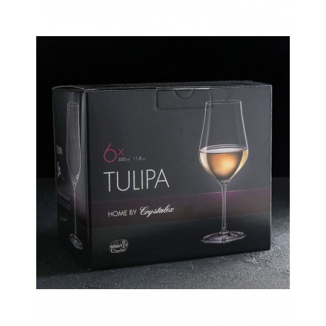 Набор бокалов для вина TULIPA 6шт 350мл CRYSTALEX CR350101T - фото 5