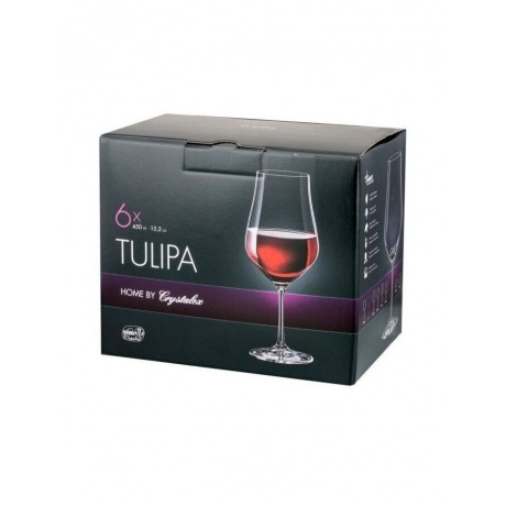 Набор бокалов для вина TULIPA 6шт 450мл CRYSTALEX CR450101T - фото 2