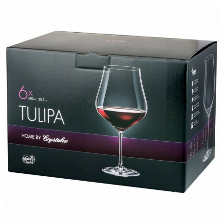 Набор бокалов для вина TULIPA 6шт 600мл CRYSTALEX CR600101T - фото 3