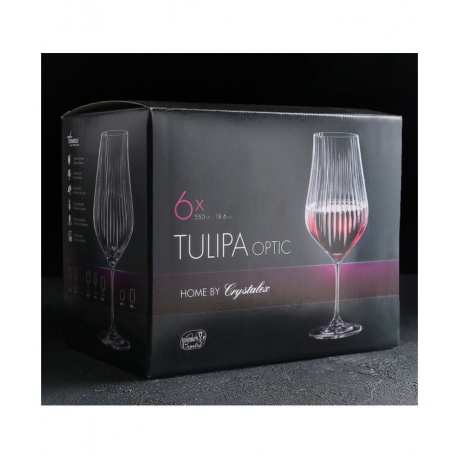 Набор бокалов для вина TULIPA OPTIC 6шт 550мл CRYSTALEX CR550101TO - фото 12