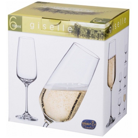 Набор бокалов для шампанского GISELLE 6шт 190мл CRYSTALEX CR190104GIS - фото 6