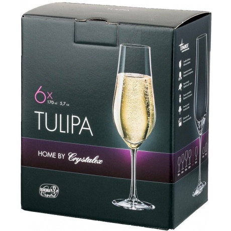 Набор бокалов для шампанского TULIPA 6шт 170мл CRYSTALEX CR170104T - фото 5