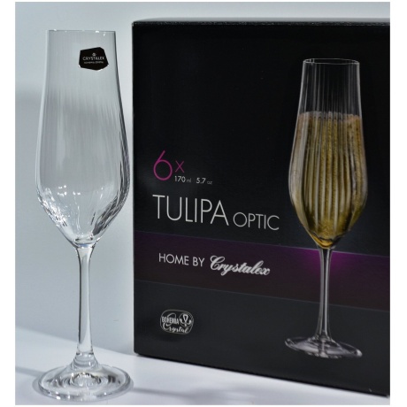 Набор бокалов для шампанского TULIPA OPTIC 6шт 170мл CRYSTALEX CR170104TO - фото 11