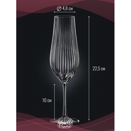 Набор бокалов для шампанского TULIPA OPTIC 6шт 170мл CRYSTALEX CR170104TO - фото 5