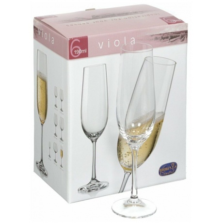 Набор бокалов для шампанского VIOLA 6шт 190мл CRYSTALEX CR190104V - фото 4