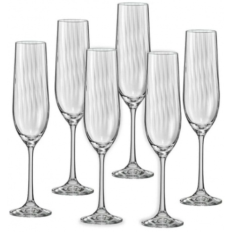 Набор бокалов для шампанского WATERFALL 6шт 190мл CRYSTALEX CR190104W - фото 3