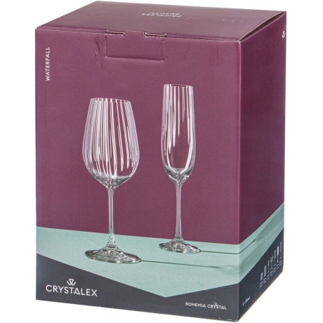 Набор бокалов для шампанского WATERFALL 6шт 190мл CRYSTALEX CR190104W - фото 7