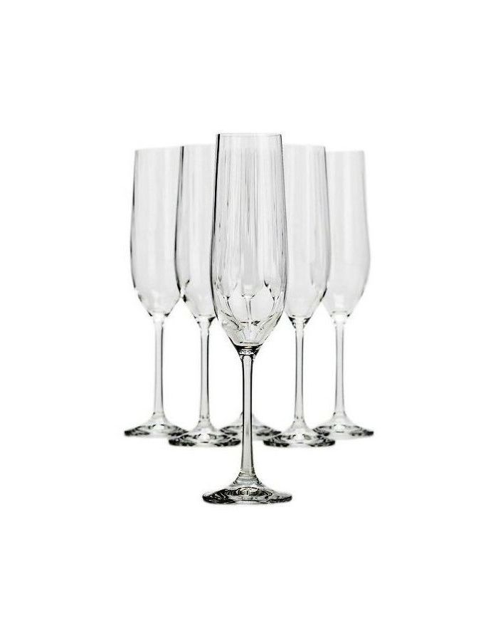Набор бокалов для шампанского WATERFALL 6шт 190мл CRYSTALEX CR190104W новогодний фужер для шампанского